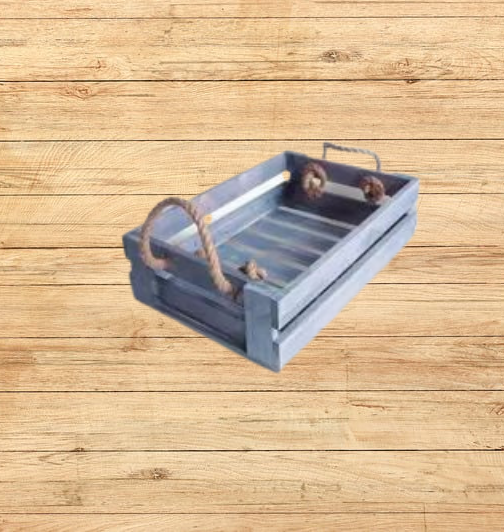 Wooden Basket with Jute Rope